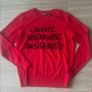 Desigual Red Crewneck Sweater with Black Text